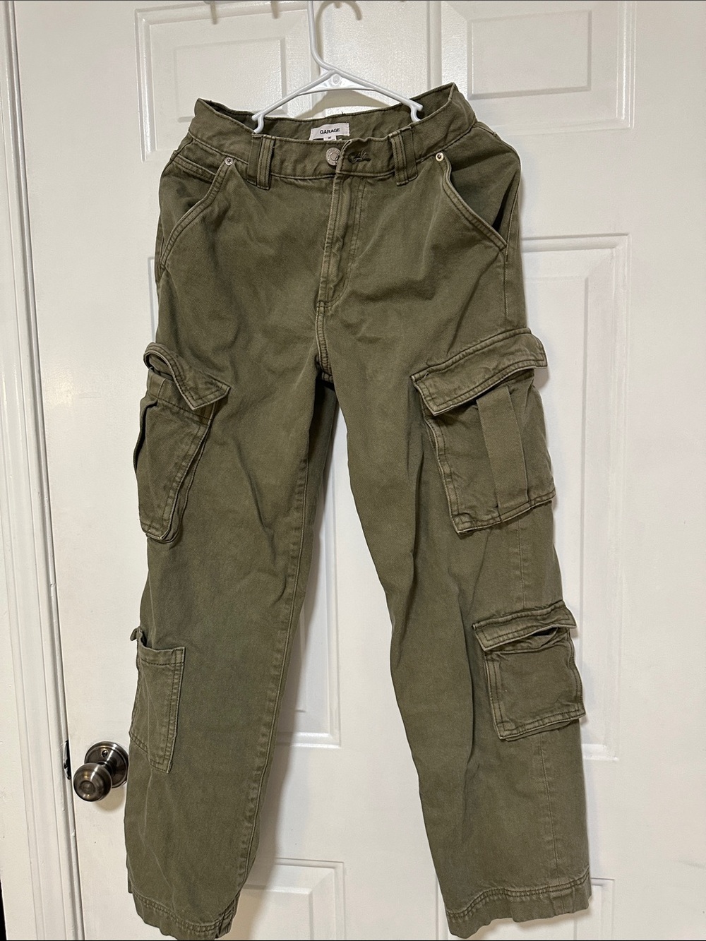 Garage Olive Green Women's Cargo Jeans with Multi Pockets